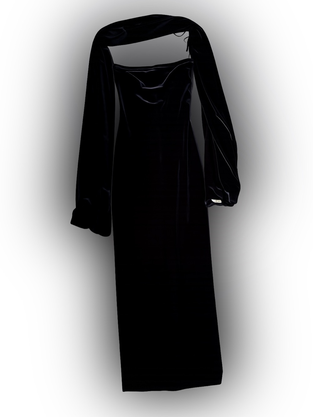 Jessica McClintock Dark Blue Velvet Sleeveless Gown with Shall